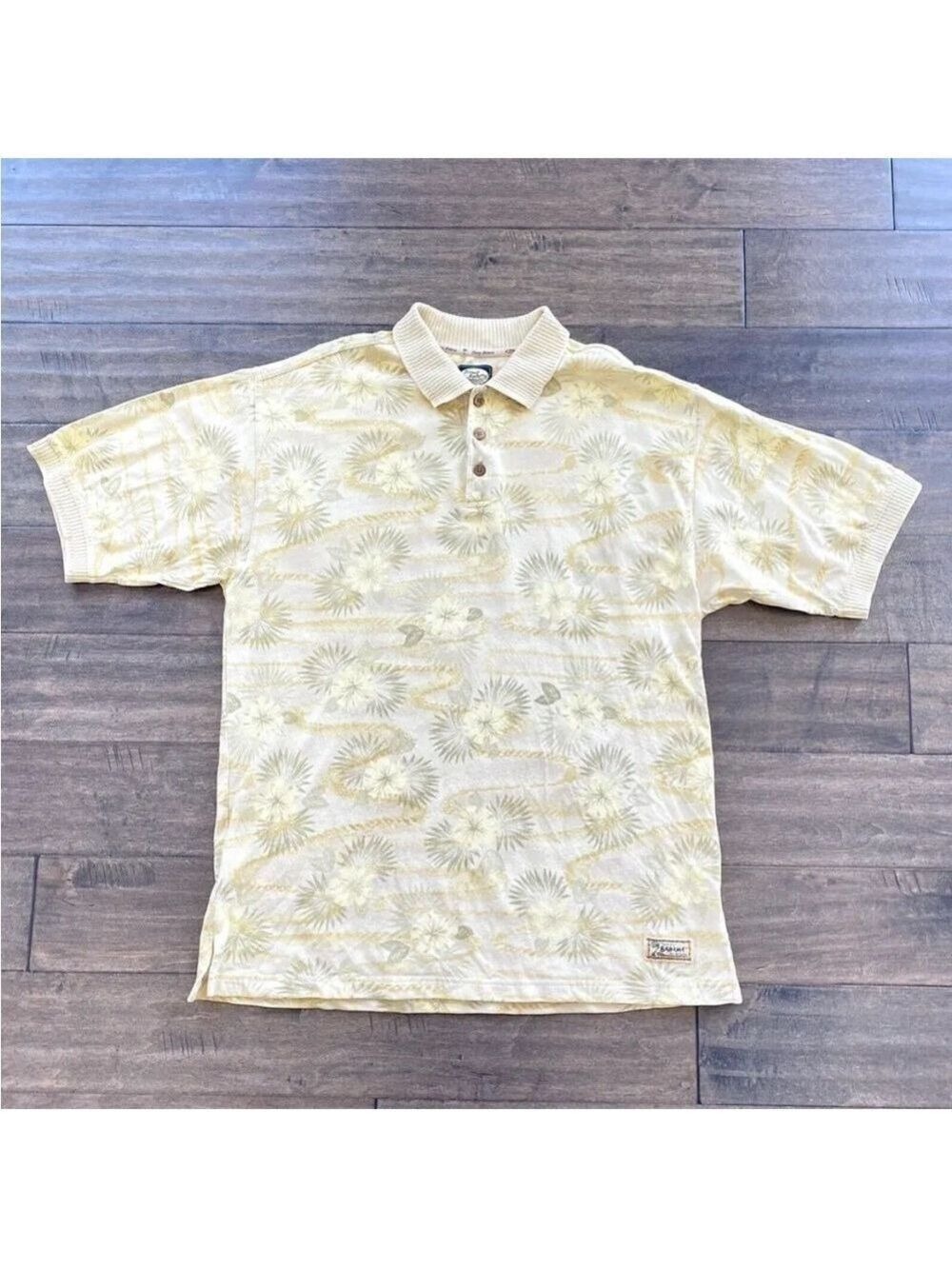 Tommy Bahama Mens M Hawaiian Floral Print Polo Shirt 100% Cotton